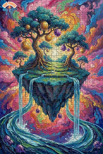 Teona Ahşap لغز خشبي بإطار مزدوج الطبقات بمظهر لوحة زيتية يصور أشجار وشلالات ...