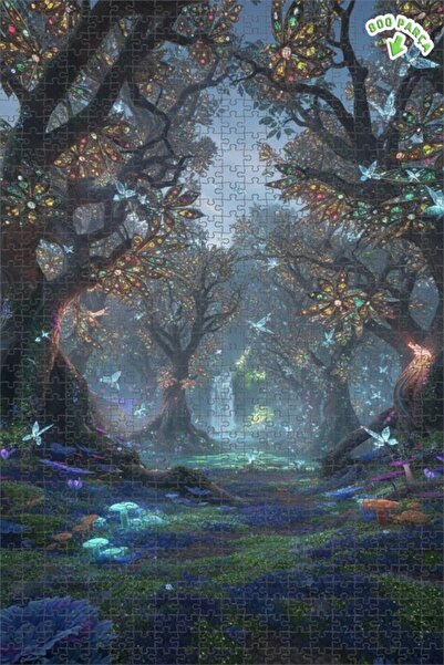 Teona Ahşap لغز خشبي مؤطر بتصميم الغابة السحرية 800 قطعة 70×50