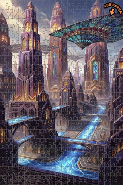 Teona Ahşap لغز خشبي بإطار مزدوج الطبقات بمظهر لوحة زيتية لمنظر المدينة الخيا...