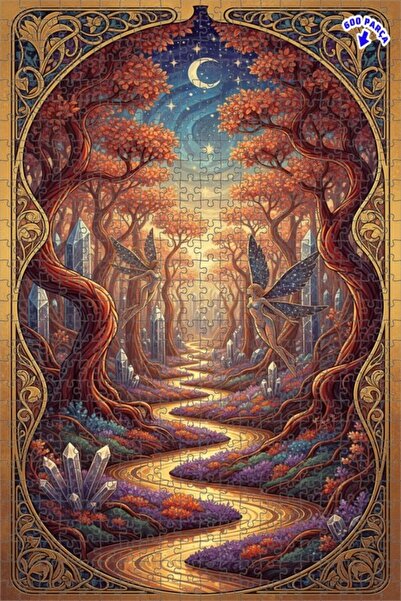 Teona Ahşap لغز خشبي مؤطر بطبقتين من فيري فورست ماجيكال ريتريول 600 قطعة 50x35