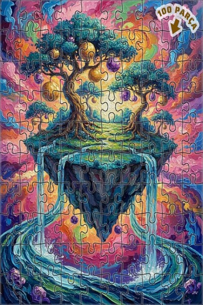 Teona Ahşap ألغاز خشبية مؤطرة بطبقتين بمظهر لوحة زيتية بتصميم أشجار وشلالات س...