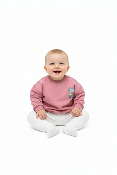LOGO AKSESUAR Children's Cotton Colorful Printed Oversized 2 Thread Sweatshirt