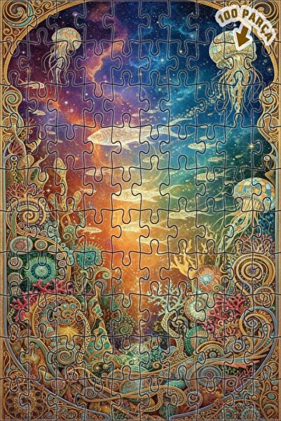 Teona Ahşap لغز خشبي مؤطر بطبقتين بمظهر لوحة زيتية يصور عالم تحت الماء السحري...