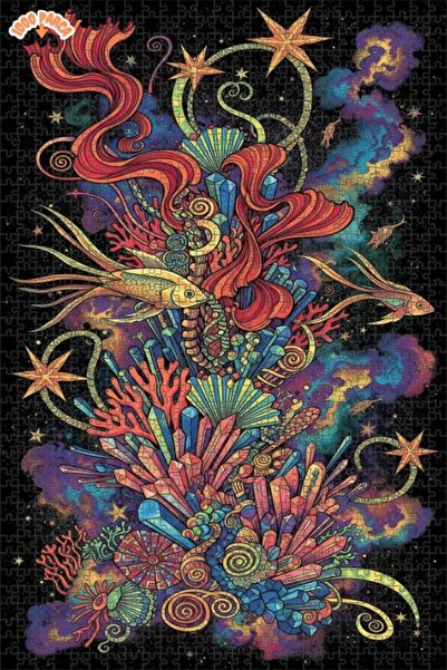 Teona Ahşap لغز خشبي بإطار مزدوج الطبقات بمظهر رسم سمكة كريستالية رائعة 1000 ...