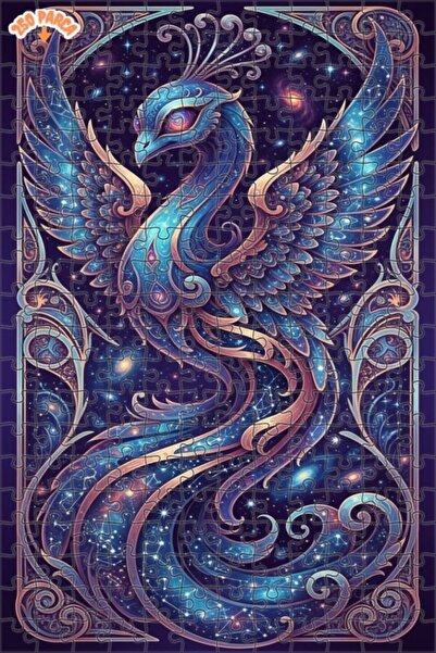 Teona Ahşap لغز خشبي بإطار مزدوج الطبقات بمظهر لوحة زيتية لطائر الفينيق الكون...