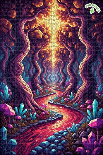 Teona Ahşap لغز خشبي مؤطر بطبقتين من مسار الغابة الكريستالية السحرية 800 قطعة...