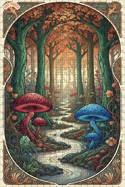 Teona Ahşap لغز خشبي مؤطر بطبقتين من فطر الغابة السحرية 500 قطعة 50x30