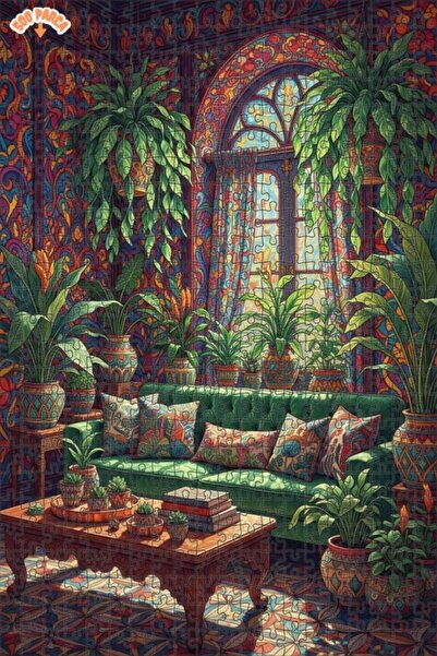 Teona Ahşap لغز خشبي ملون بإطار ذو طابقين بمظهر لوحة زيتية بوهيمية 500 قطعة 5...