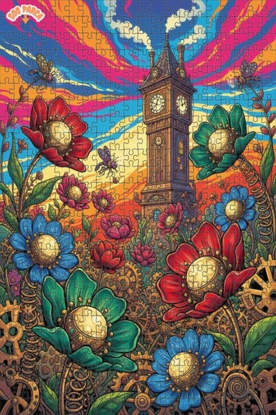 Teona Ahşap لغز خشبي بإطار مزدوج الطابق بتصميم برج الساعة على طراز ستيمبانك و...