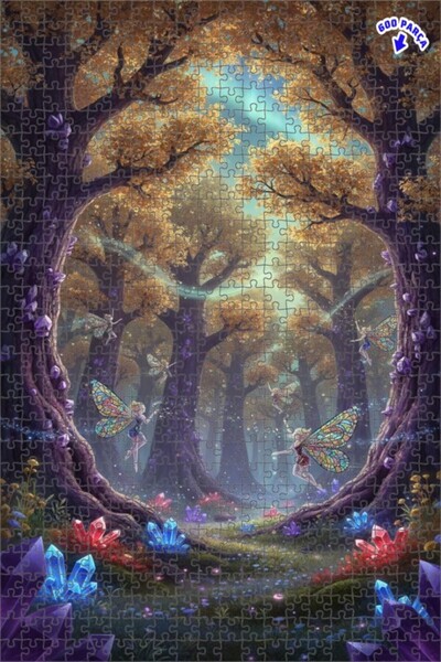 Teona Ahşap لغز خشبي مؤطر بطبقتين من فيريل الغابة الخيالية والغابة الكريستالي...