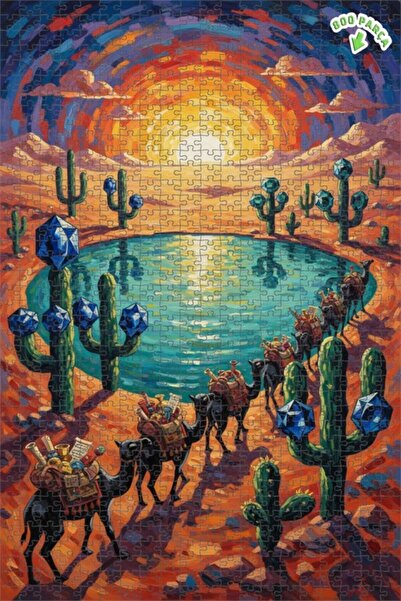 Teona Ahşap لغز خشبي مؤطر بطبقتين بمظهر لوحة زيتية لصحراء الواد والصحراء، 800...