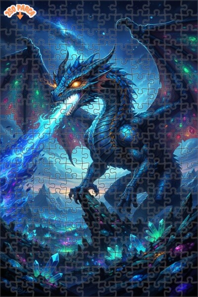 Teona Ahşap لوحة فنية بتأثير زيتية لتنفس التنين السحري، بازل خشبي بإطار مزدوج...