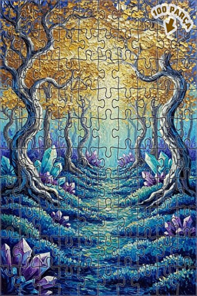 Teona Ahşap لغز خشبي مؤطر بطبقتين بمظهر لوحة زيتية لغابة كريستالية سحرية 100 ...