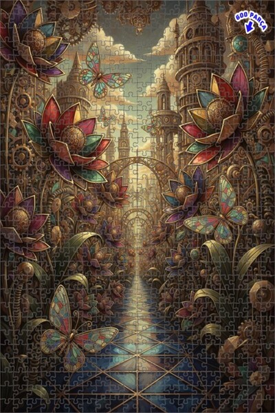 Teona Ahşap لوحة فنية بتأثير زيتية لفراشات الغابة البخارية 600 قطعة 50×35