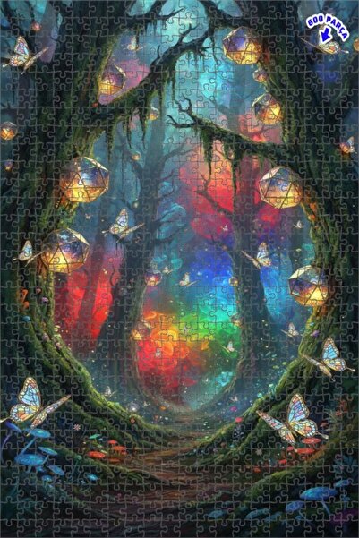 Teona Ahşap لغز خشبي مؤطر بطبقتين بمظهر لوحة زيتية لفراشات الغابة السحرية 600...