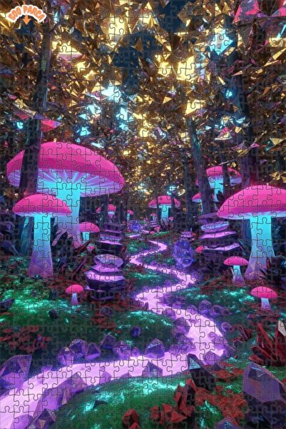 Teona Ahşap لغز خشبي مؤطر بطبقتين من فن الغابة الفطرية السحرية الرقمي 500 قطع...