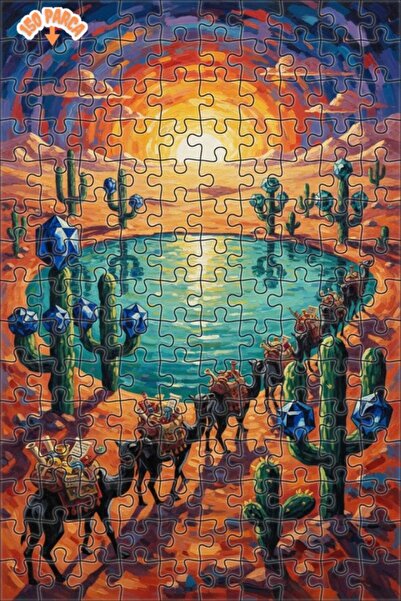 Teona Ahşap لغز خشبي بإطار ذو طابقين بمظهر لوحة زيتية لصحراء واحة، 150 قطعة، ...