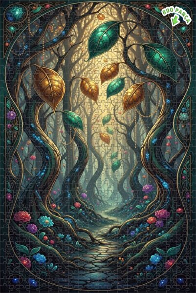 Teona Ahşap لغز خشبي مؤطر بطبقتين من فن الغابة السحرية 800 قطعة 70x50