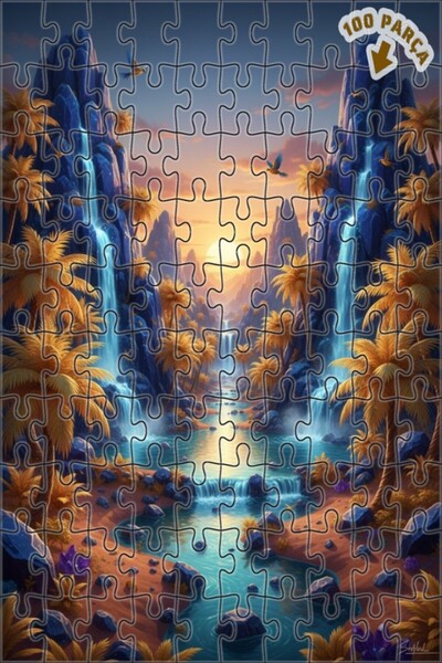 Teona Ahşap ألغاز خشبية مغطاة بإطار من طبقتين من شلالات الوادي الغامضة 100 قط...