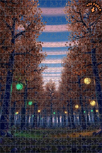 Teona Ahşap لغز خشبي مؤطر بطبقتين بمظهر لوحة زيتية لطرق الغابة الغامضة 400 قط...