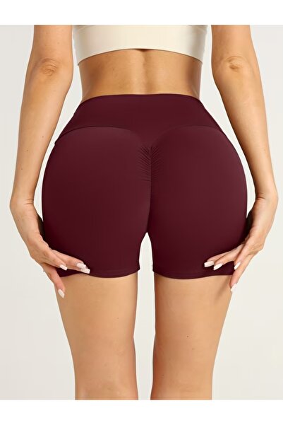 MAROVOAY Yüksek bel likralı arkası büzgülü mini tayt,spor tayt