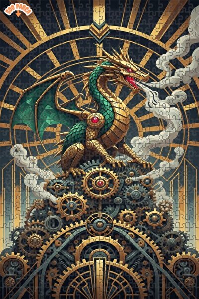 Teona Ahşap لغز خشبي ميكانيكي على شكل تنين بخاري بإطار مزدوج الطبقات 500 قطعة...