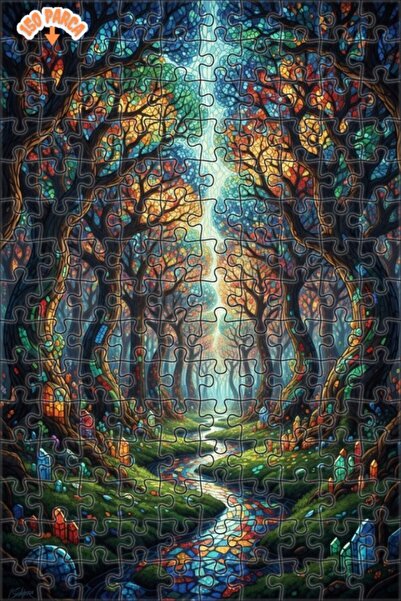 Teona Ahşap لغز خشبي مؤطر بطبقتين من فن الفسيفساء الغابة السحرية 150 قطعة 20x30