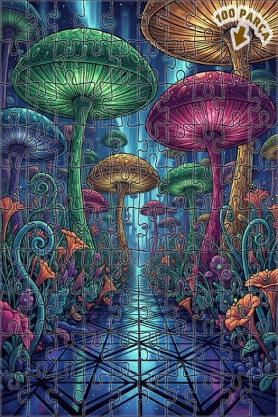 Teona Ahşap لغز خشبي مؤطر بطبقتين من غابة الفطر السحرية 100 قطعة 25x25