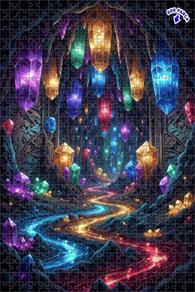 Teona Ahşap لغز خشبي مؤطر بطبقتين بمظهر لوحة زيتية لكهف الكريستال السحري 600 ...