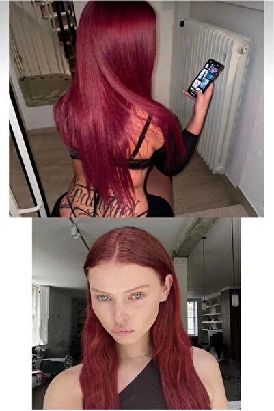 EBMER Fibră sintetică rezistentă la căldură, culoare roșie, păr sintetic cu ș...