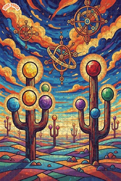 Teona Ahşap لغز خشبي بمظهر لوحة زيتية لكوكب الصحراء الغامض، 1000 قطعة، 70×50