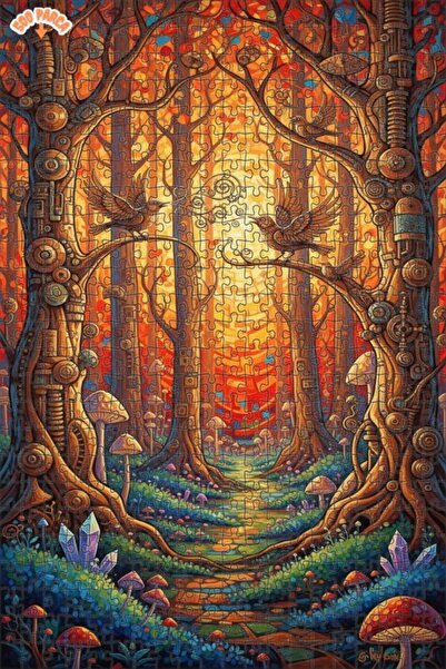 Teona Ahşap لغز خشبي مؤطر بطبقتين من طيور الغابة السحرية 500 قطعة 50×30