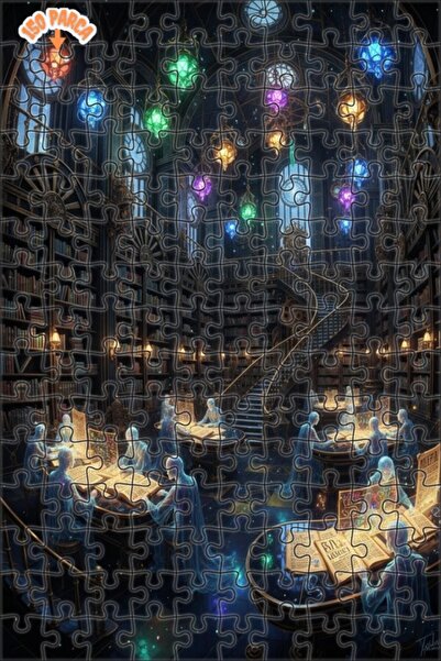 Teona Ahşap لغز خشبي مؤطر بطبقتين بمظهر لوحة زيتية يشبه مكتبة غامضة، 150 قطعة...