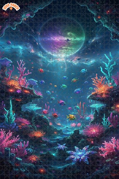 Teona Ahşap لوحة فنية لغز كوكب تحت البحر الرائع 1000 قطعة 70x50