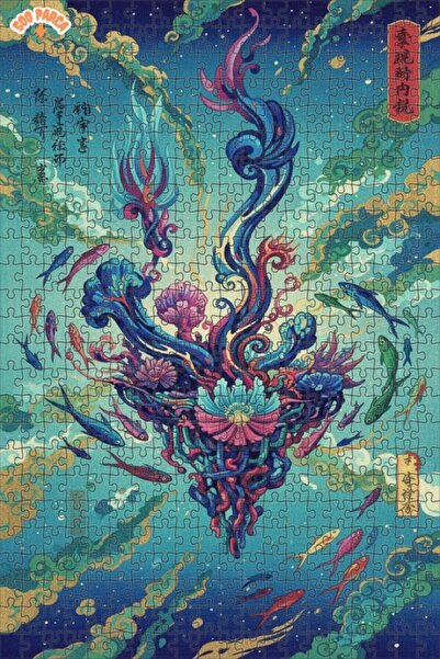 Teona Ahşap لغز خشبي بإطار مزدوج الطبقات بتصميم سلسلة أسماك خيالية تحت الماء ...