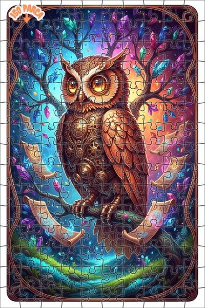 Teona Ahşap لغز خشبي بإطار مزدوج الطبقات بمظهر لوحة زيتية لبومة ميكانيكية سحر...