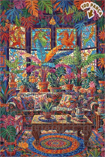 Teona Ahşap لغز فني بمظهر لوحة زيتية لحديقة التنين السحرية 100 قطعة 25×25