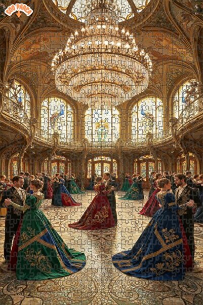 Teona Ahşap Elegant Ballroom Oil Painting Look Double-Deck Framed Wooden Puzz...