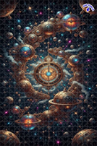 Teona Ahşap لغز خشبي بإطار مزدوج الطبقات مع ساعة كونية غامضة 600 قطعة 50×35