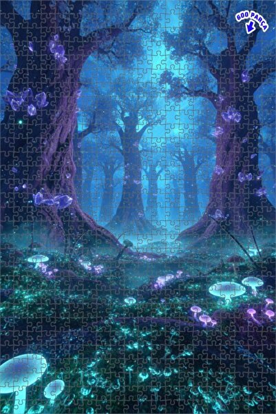 Teona Ahşap لغز خشبي مؤطر بطبقتين من الفطر الكريستالي السحري 600 قطعة 50x35