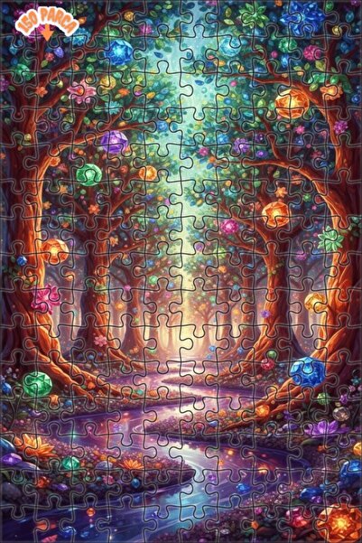 Teona Ahşap لغز خشبي مؤطر بطبقتين بمظهر الغابة المرصعة بالجواهر الغامضة، ملون...