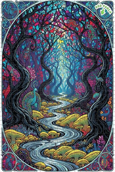 Teona Ahşap لغز خشبي مؤطر بطبقتين من فن فسيفساء نهر الغابة الغامضة 800 قطعة 7...