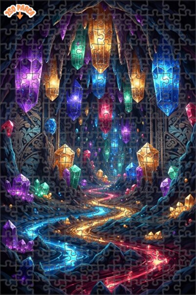 Teona Ahşap لغز خشبي مؤطر ذو طابقين بمظهر لوحة زيتية لكهف الكريستال السحري 25...