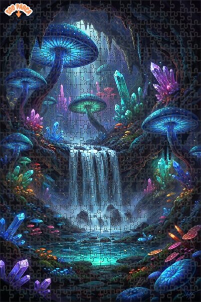 Teona Ahşap Magical Crystal Waterfall Forest Oil Painting Look Wooden Puzzle ...