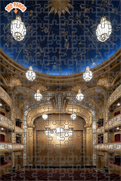 Teona Ahşap لغز خشبي مؤطر بطبقتين لسقف السماء السحرية ومشهد الصالة الذهبية 15...