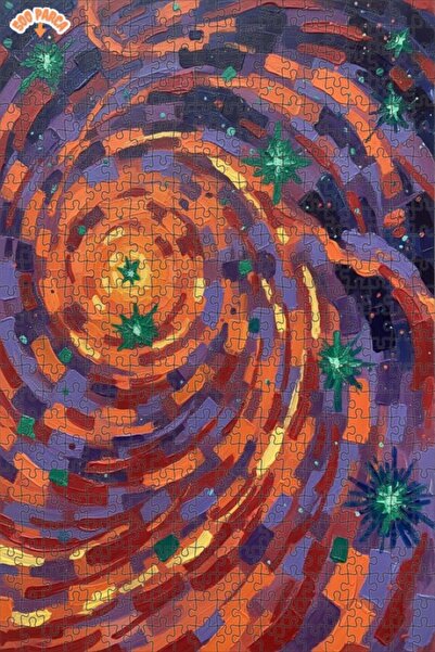 Teona Ahşap Spiral Stars Double-Deck Framed Wooden Puzzle 500 Pieces 50X30