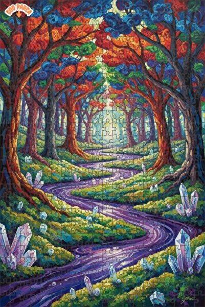 Teona Ahşap لغز خشبي بتصميم طريق الغابة الكريستالية السحرية بمظهر لوحة زيتية ...