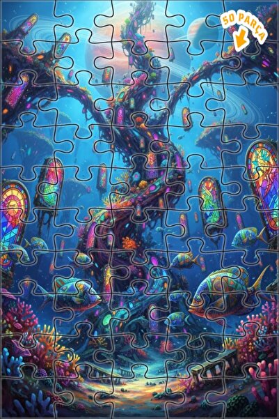 Teona Ahşap لوحة زيتية رائعة لشجرة تحت الماء بإطار خشبي مزدوج الطبقات 50 قطعة...