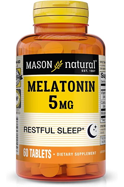 Mason Natural ميلاتونين ٥ ملغ مع فيتامين ب٦ والكالسيوم، مساعد طبيعي على النوم...