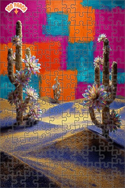 Teona Ahşap لغز خشبي بإطار مزدوج الطبقات بمظهر لوحة زيتية لزهور الصحراء المجن...